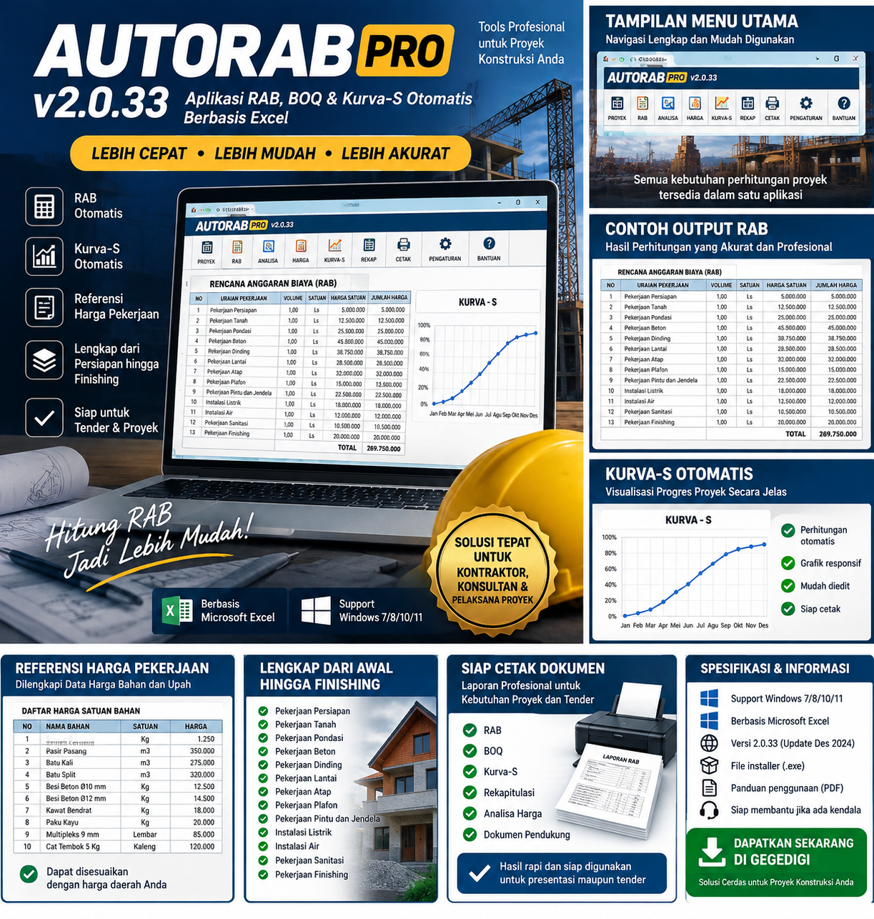 AUTORAB PRO v2.0.33 – Aplikasi RAB, BOQ & Kurva-S Otomatis