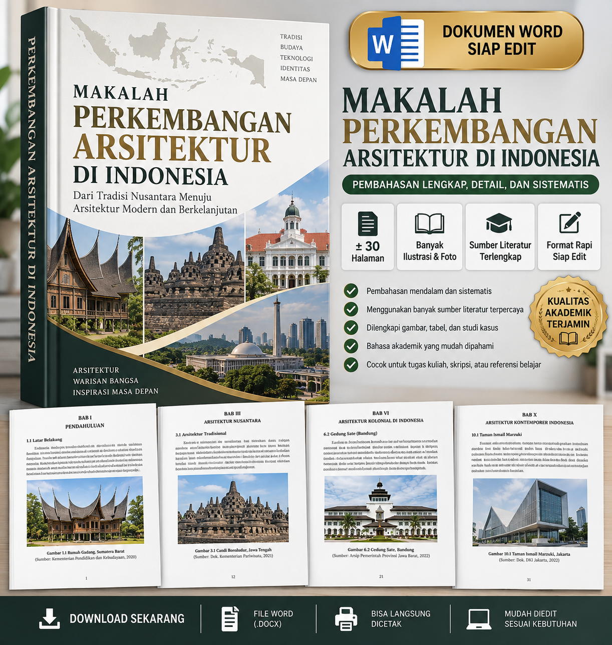 Makalah Perkembangan Arsitektur Indoneisa TP001 Word