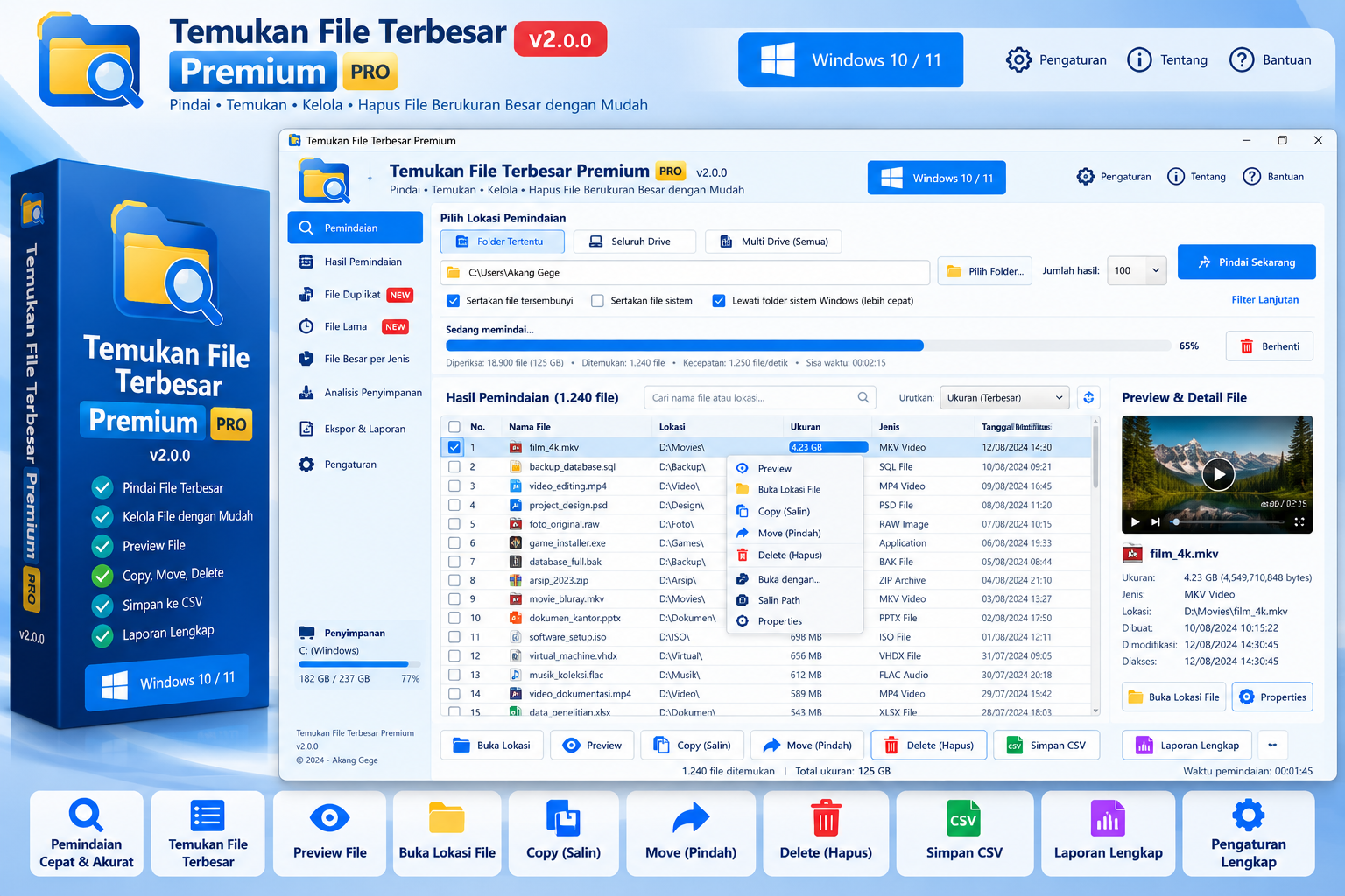 Temukan File Terbesar Premium PRO v2.0.1 – Aplikasi Pencari dan Pengelola File Besar Windows 10/11